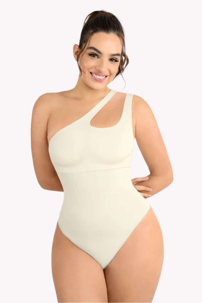 Asymmetrical One-Shoulder Bodysuit Shaper