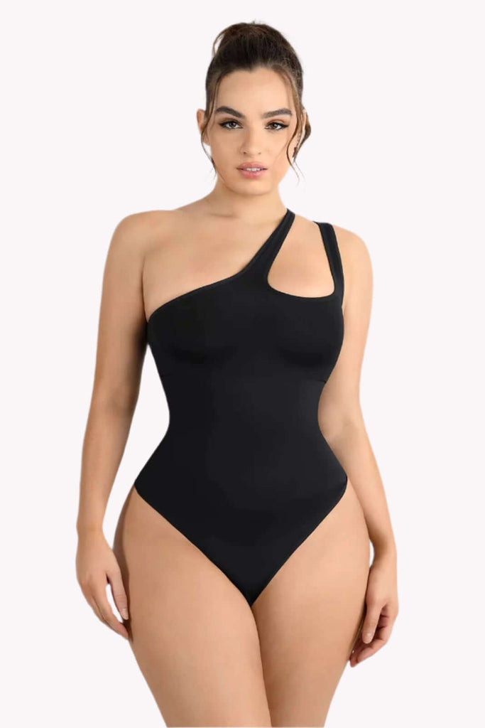 Asymmetrical One-Shoulder Bodysuit Shaper