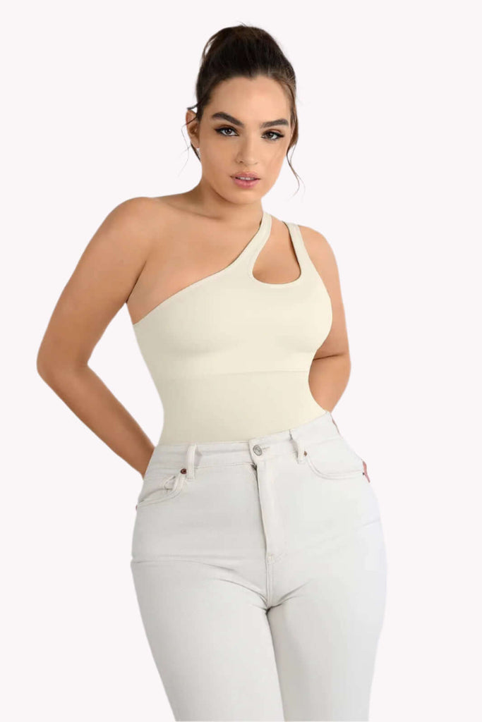Asymmetrical One-Shoulder Bodysuit Shaper