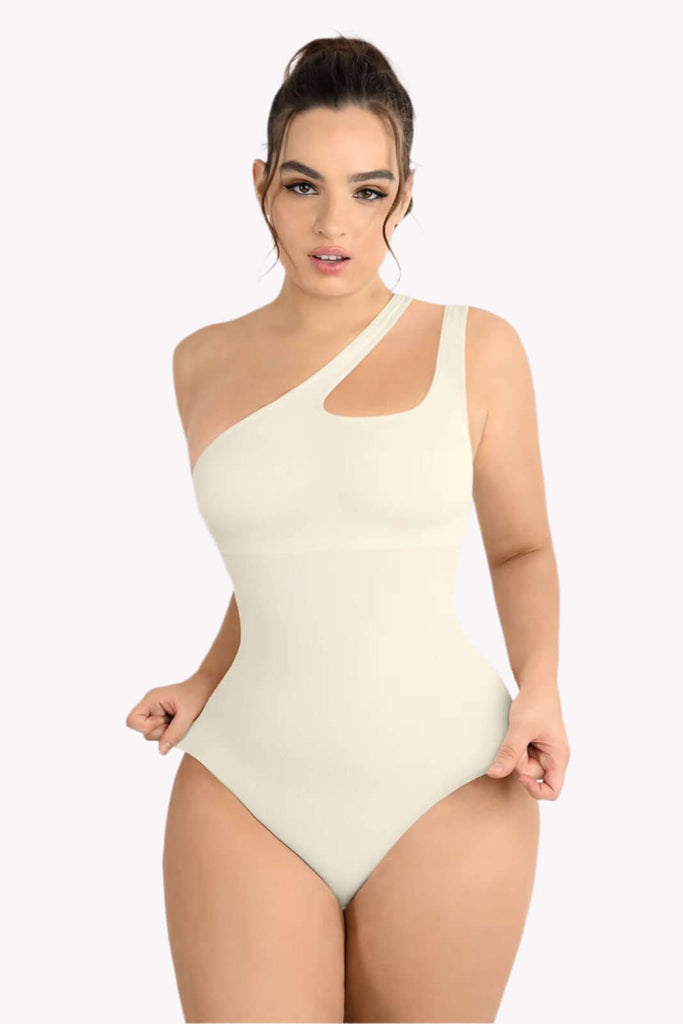 Asymmetrical One-Shoulder Bodysuit Shaper