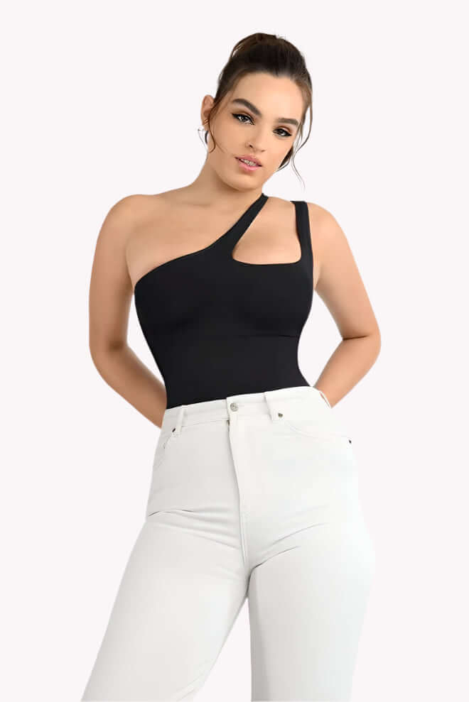 Asymmetrical One-Shoulder Bodysuit Shaper