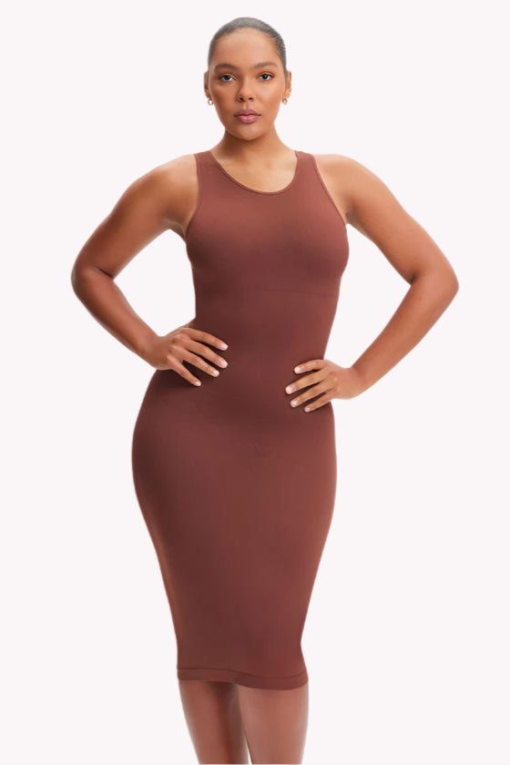 Tummy Compression Seamless Sleeveless Midi Shaper Dress