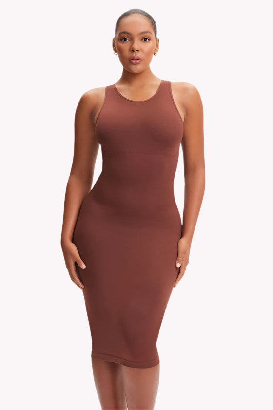 Tummy Compression Seamless Sleeveless Midi Shaper Dress