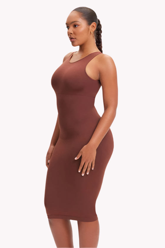 Tummy Compression Seamless Sleeveless Midi Shaper Dress