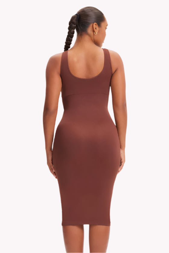 Tummy Compression Seamless Sleeveless Midi Shaper Dress